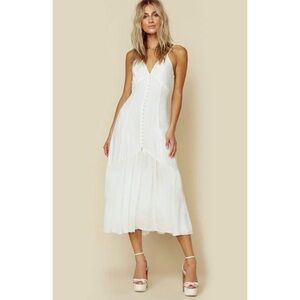 CAMI NYC 100% silk body white/off white midi dress NWT